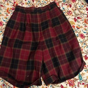 Plaid High-Waisted Shorts